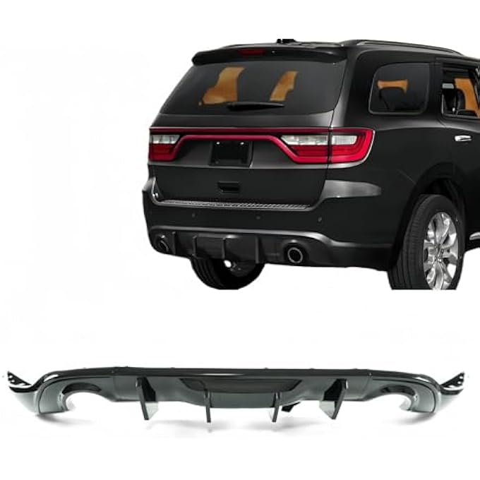 sosega Rear Diffuser Lip 5Pcs Compatible with for Dodge Durango 2011-2024 Rear Diffuser Lip Splitter Spoiler with Shark Fin & Dual Tips (Glossy Black) - Image 1