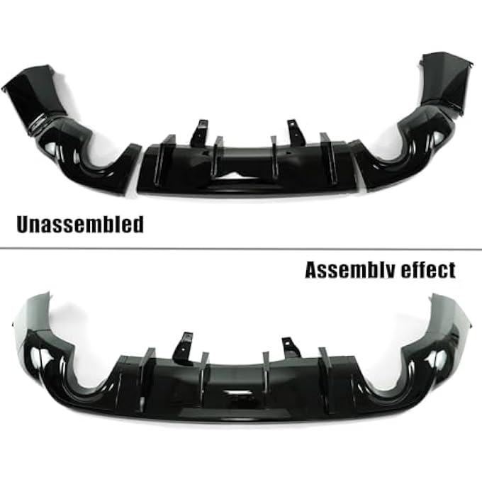 sosega Rear Diffuser Lip 5Pcs Compatible with for Dodge Durango 2011-2024 Rear Diffuser Lip Splitter Spoiler with Shark Fin & Dual Tips (Glossy Black) - Image 4
