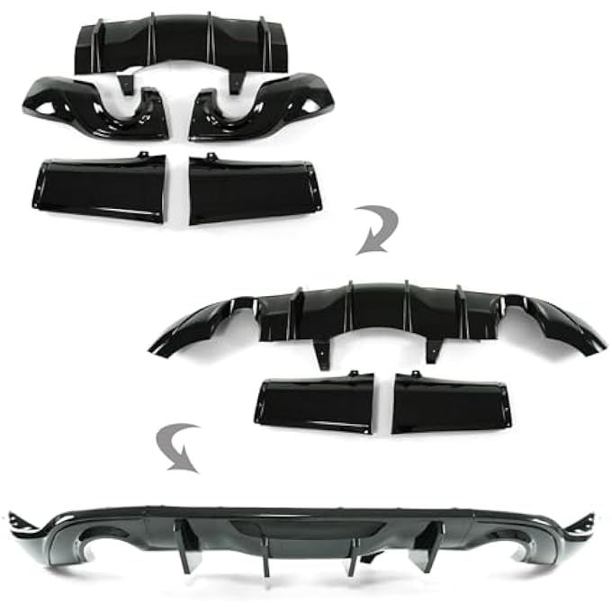 sosega Rear Diffuser Lip 5Pcs Compatible with for Dodge Durango 2011-2024 Rear Diffuser Lip Splitter Spoiler with Shark Fin & Dual Tips (Glossy Black) - Image 3