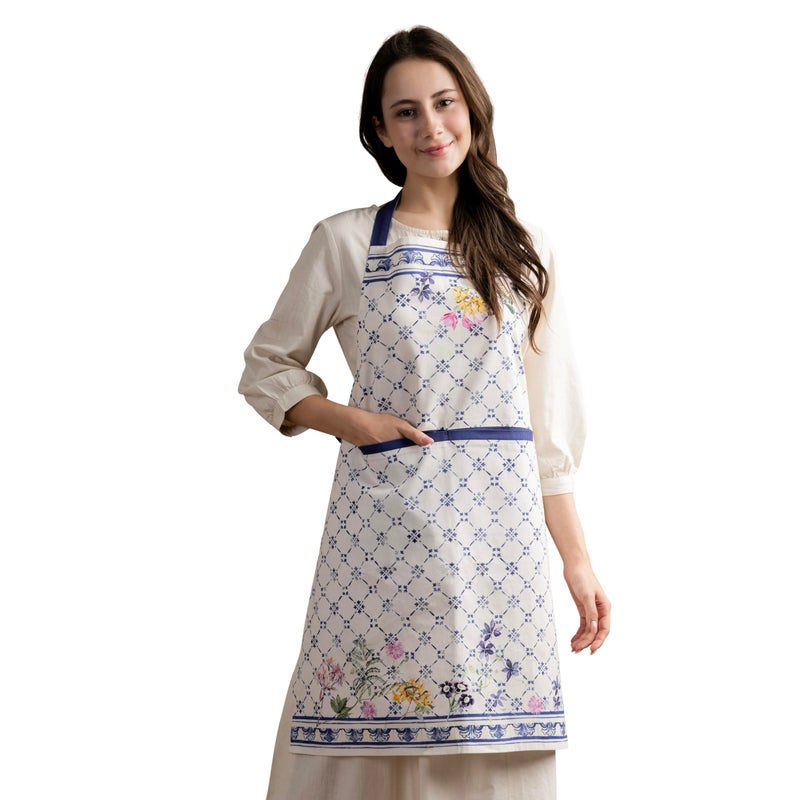 Maison d' Hermine Apron for women with Pocket 100% Cotton 27.50"x31.50" 1 Piece Adjustable Neck Strap & long ties Apron Men, Chef, Wedding, Cooking, Gardening, Server Spring/Summer (Faience) - Image 1
