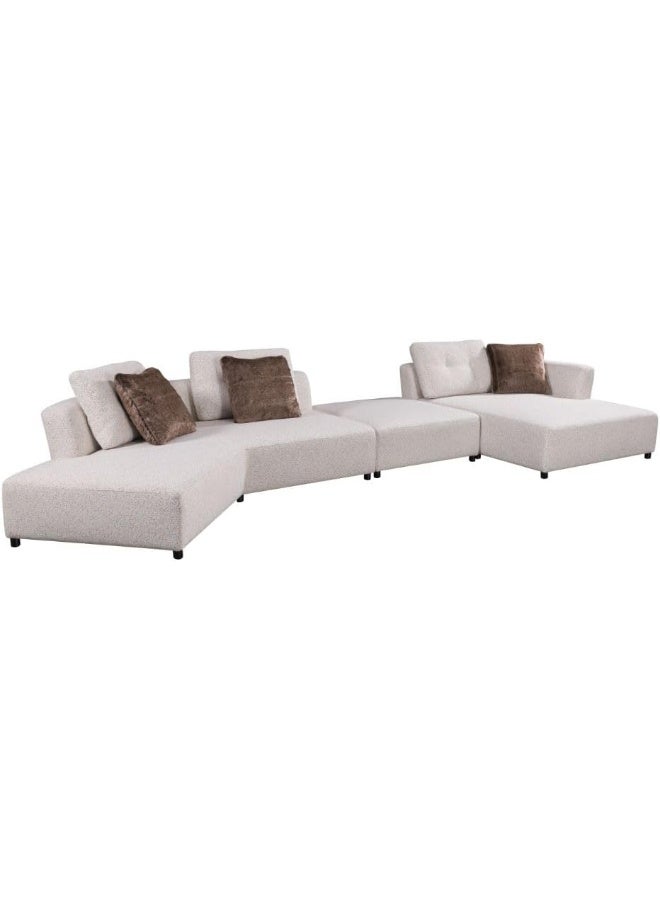 Comfynest Comfynest Dexter 6-Seater Fabric Corner Sofa With Stool Dots With 5-Year Warranty - Image 3