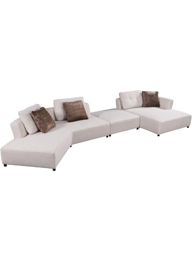 Comfynest Comfynest Dexter 6-Seater Fabric Corner Sofa With Stool Dots With 5-Year Warranty - Image 4