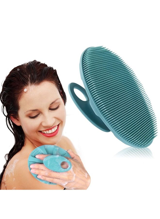 Innerneed Soft Silicone Body Cleansing Brush Shower Scrubber, Gentle Exfoliating and Massage for all Kinds of Skin (Dark Green) - Image 1
