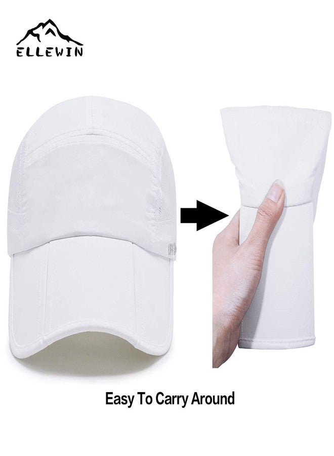 ELLEWIN Men's Baseball Cap UPF50 Hat W/Foldable Long Large Bill,One Size,White - Image 3