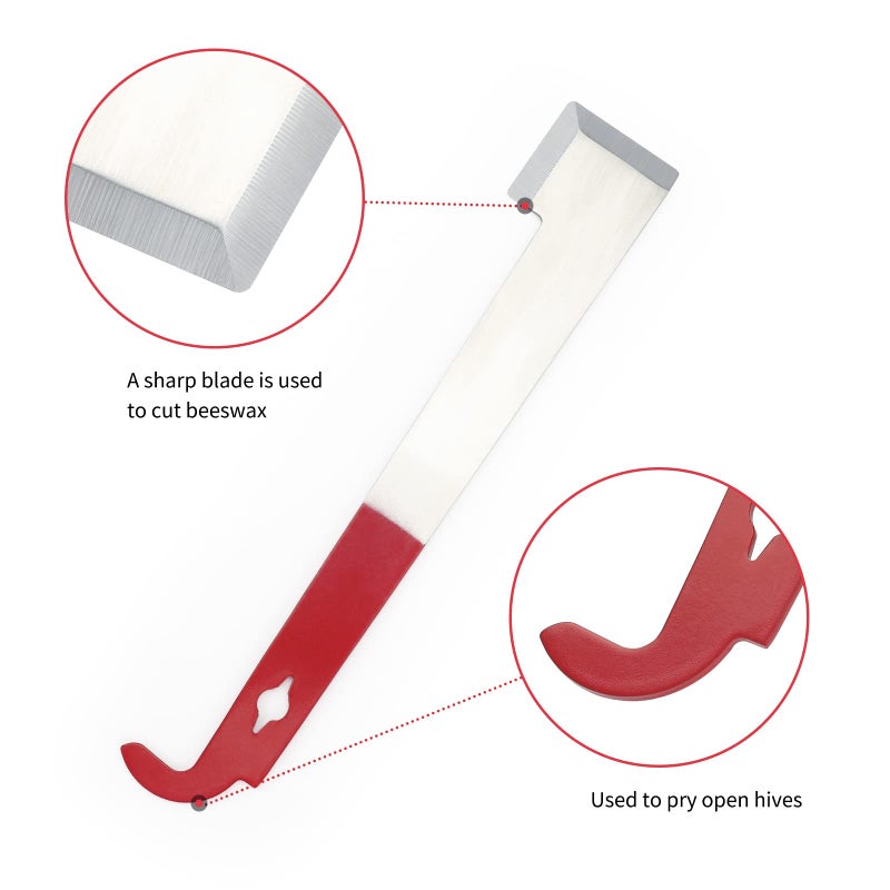 KINGLAKE Steel J Hook Bee Hive Tool Frame Lifter and Scraper,Beekeeping Equipment, 10-1/2-Inch - Image 3