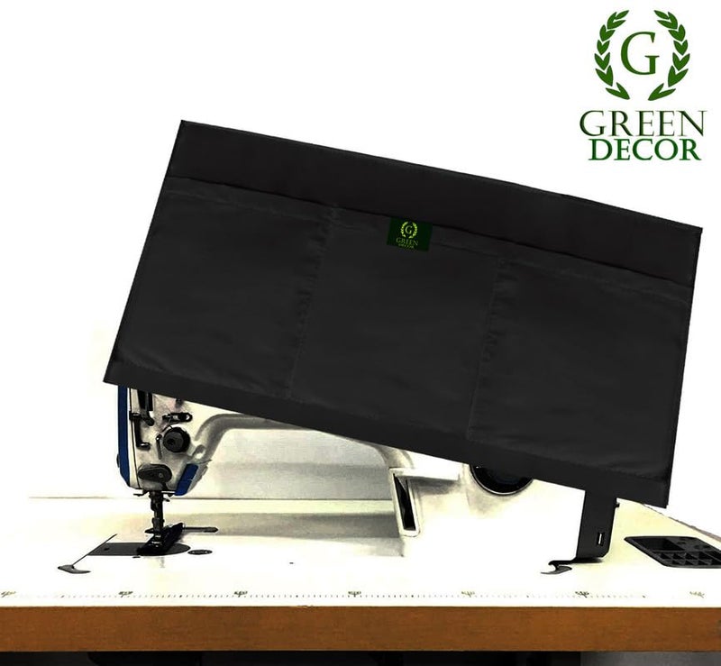 GREEN DECOR GREEN DECOR Piece Of 1 Waterproof Sewing Machine Polyester Cover For Domestic Industrial with 3 Storage PocketsTailoring Silai Machine with Most Standard Juki Jack UshaBlack 21X85X11 Inch - Image 3