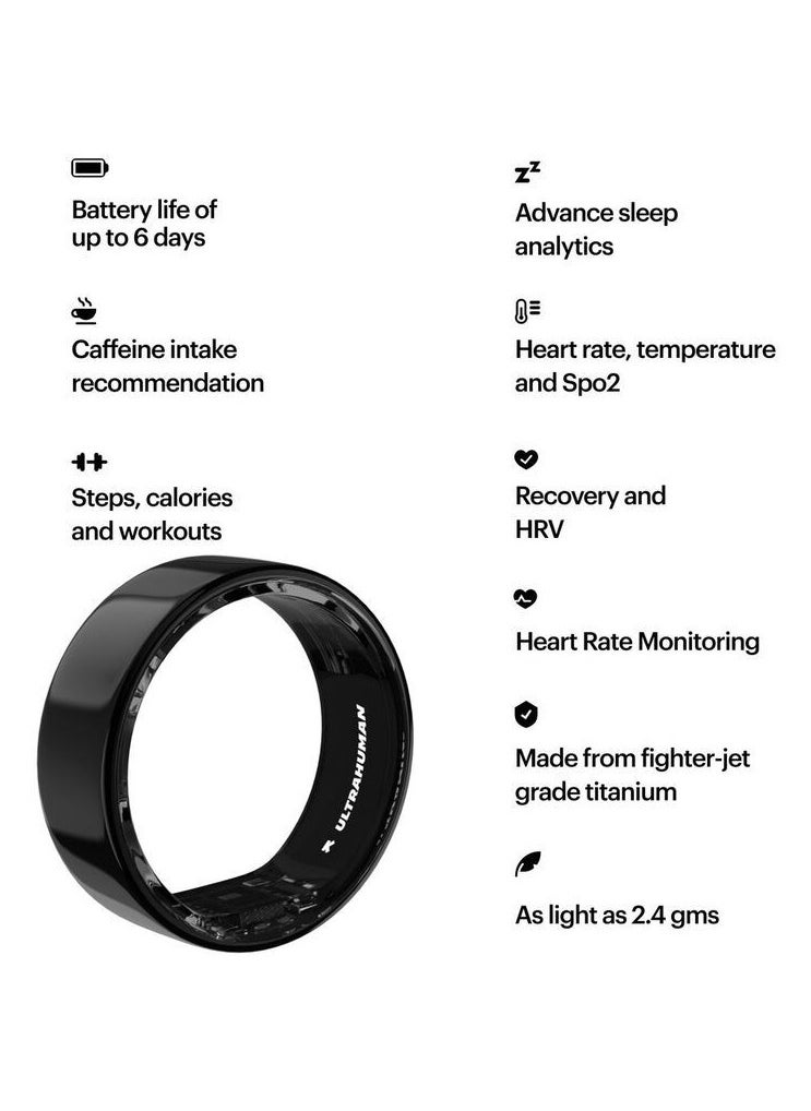 ULTRAHUMAN - Ring AIR - Advanced sleep-tracking wearable, HRV & Temperature Monitoring,Track workout, movement & recovery, Water resistant, 6 Days Battery Life with Lifetime Free Subscription (Size 9) - Air Black - Image 1