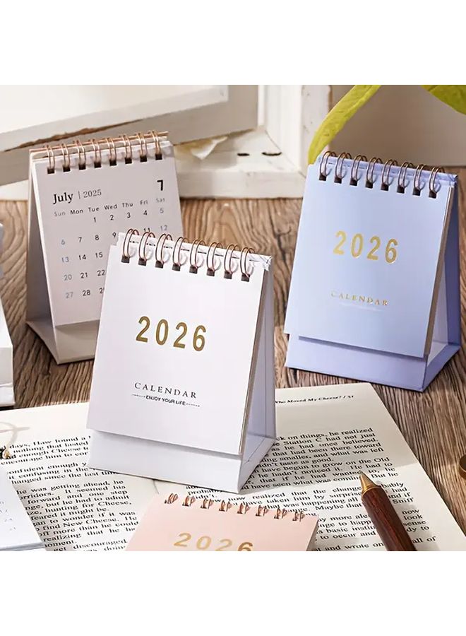 2026 Mini Desk Calendar Monthly Weekly Planner Twin Wire Binding Black - Image 5