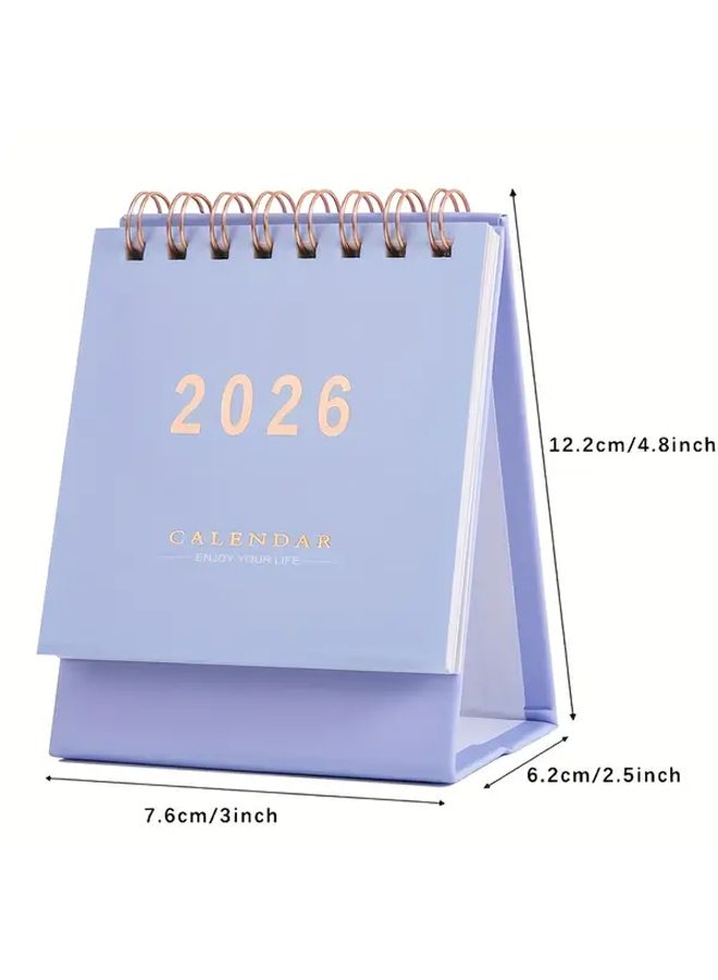 2026 Mini Desk Calendar Monthly Weekly Planner Twin Wire Binding Black - Image 2
