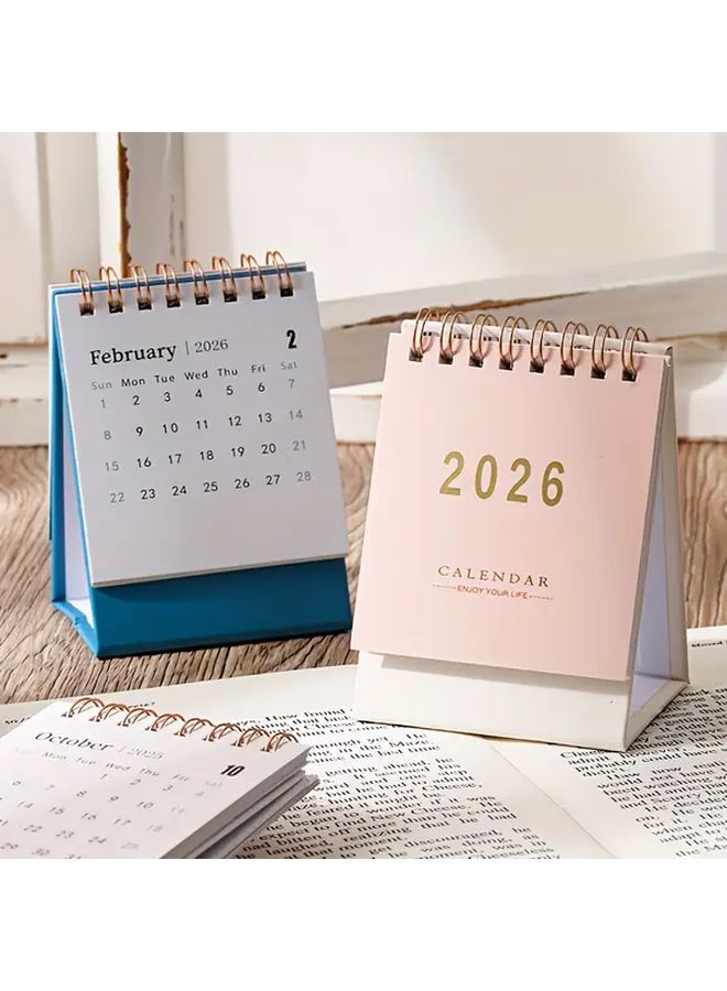 2026 Mini Desk Calendar Monthly Weekly Planner Twin Wire Binding Black - Image 4