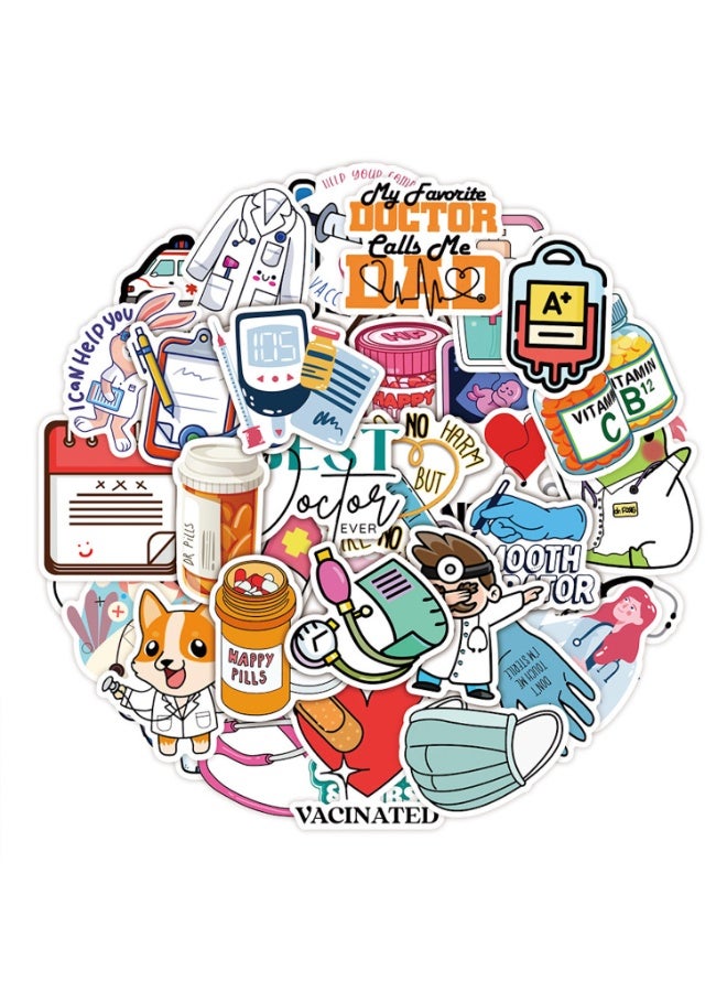 ORAINBOW 50 pcs Doctors Non-Repeating Decal Sticker Doctor Vinyl Stickers for Hydro Flask Water Bottles Laptop Computer Skateboard Car Bumper Waterproof Decals - Image 1