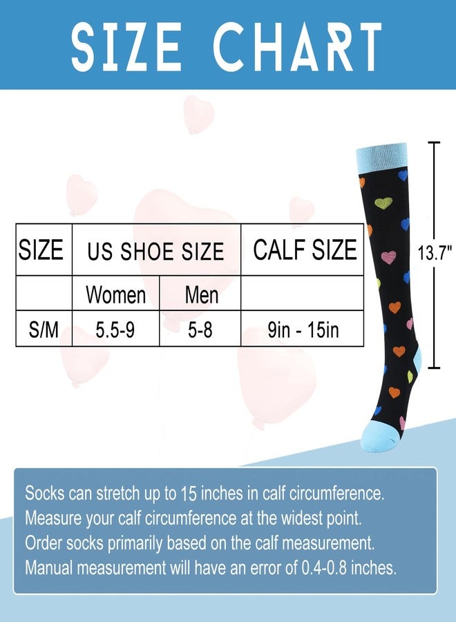 Junely Valentine Compression Socks for Women Knee High Heart Socks for Running Work Support Nurses Pregnancy Travel Sports Swelling Black - Image 5
