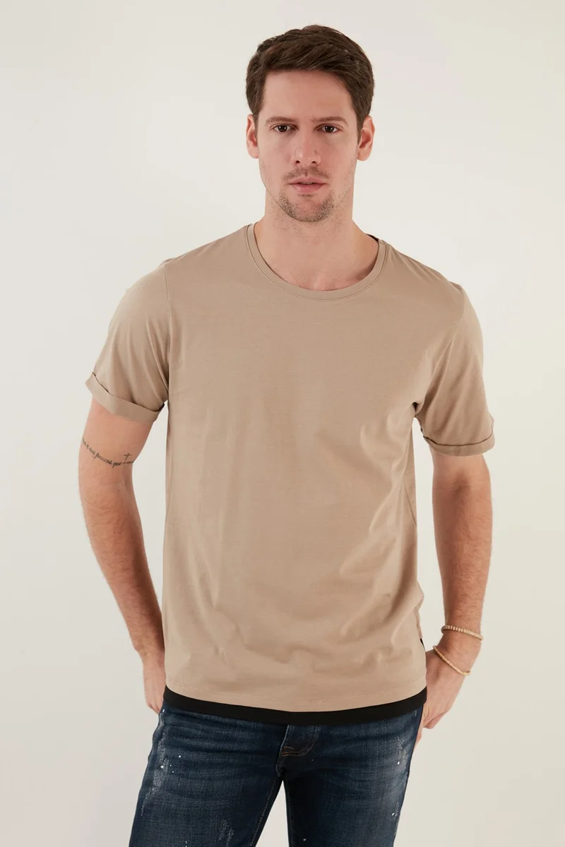 بوراتي 100% Cotton Regular Fit Crew Neck T Shirt Men's T Shirt 5902515