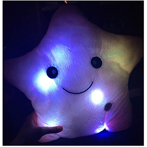 sofipal Creative Twinkle Star Shaped Plush Pillow, LED Night Light Glowing Cushions Plush Stuffed Toys Gifts for Kids, Decoration (Yellow) - Image 5