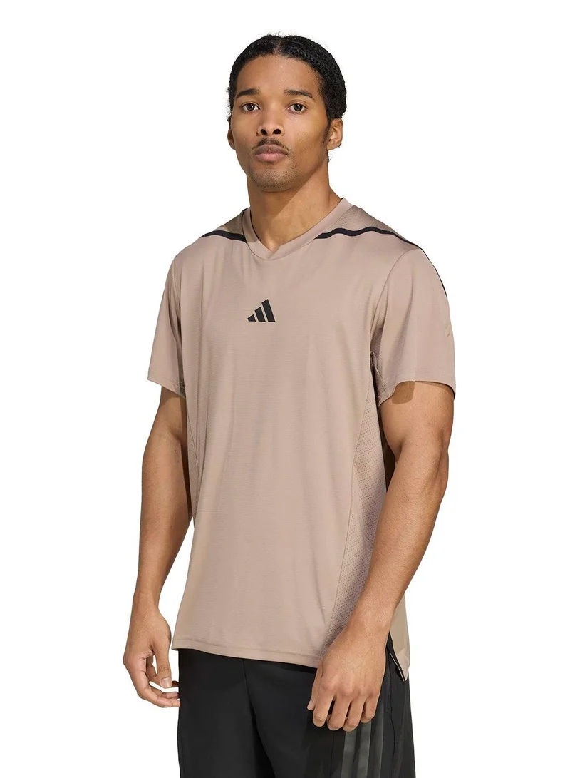 Adidas D4T Ps Tee Brown Training T-Shirts For Men XS