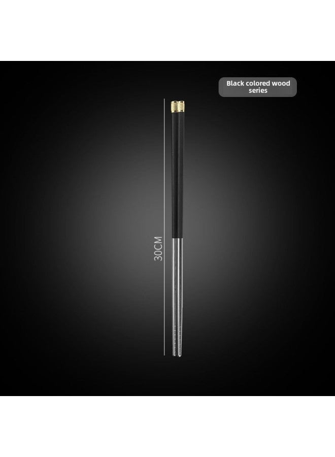 Chicken Wing Wood Solid Wood Chopsticks Household Copper Head Round Top Fu Restaurant Chopsticks Long Chopsticks Fish Noodles Chopsticks Hot Pot Chopsticks Wholesale-Specifications: Ebony 30cm  - Image 1