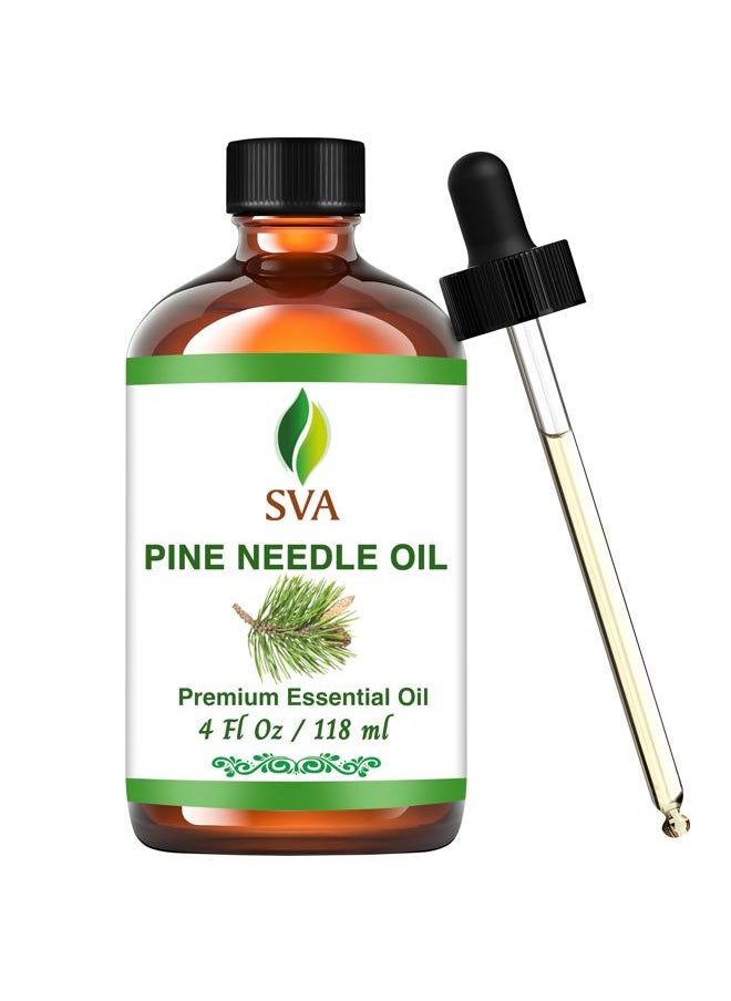 SVA Organics SVA Pine Needle Essential Oil – 4 Fl Oz – 100% Natural Pine Needle Oil - for Diffuser, Hair Care, Face, Skin Care, Aromatherapy, Scalp and Body Massage, Soap and Candle Making – with Dropper  - Image 1