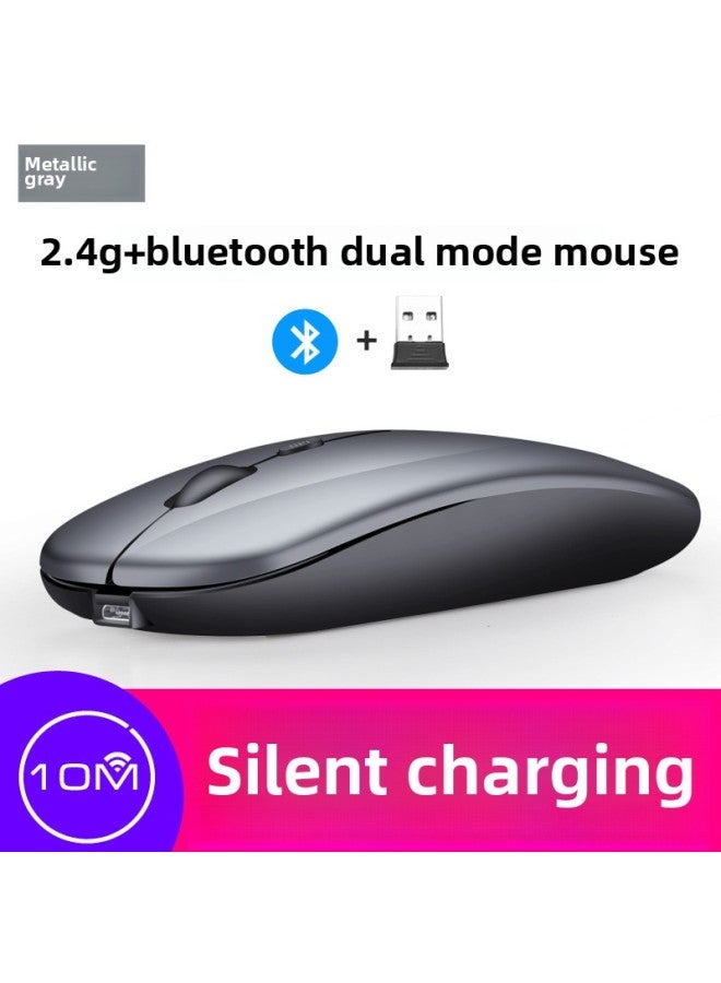 Charging Bluetooth Dual-mode Wireless Mouse Mute Computer Notebook Office Game Luminous Wireless Mouse-Specifications:X1 Rechargeable Mouse Dual-mode Gray Non-luminous-official Standard  - Image 1