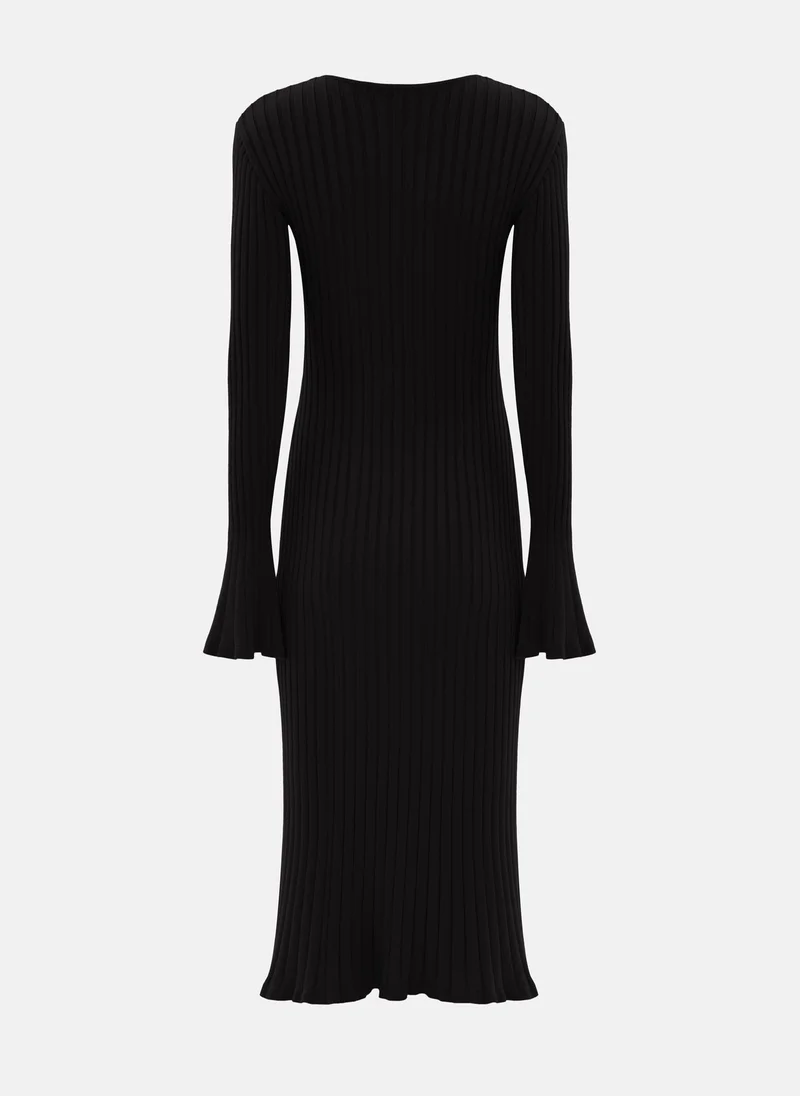 Lichi  Ribbed midi dress with drop neckline for Women | Best Price UAE