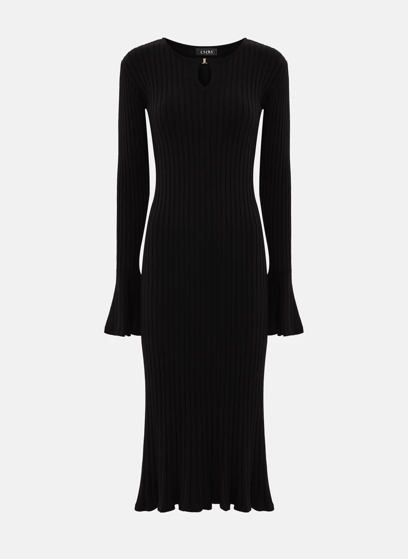 Lichi Ribbed midi dress with drop neckline