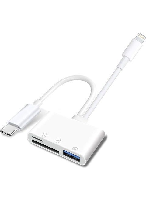 Type-C To SD/TF Card Reader For Apple Android Camera Support OTG High-speed Conversion Plug And Play-Color:Dual-wire Three-port Card Reader (sd+tf+usb) Pearlescent Bag Packaging