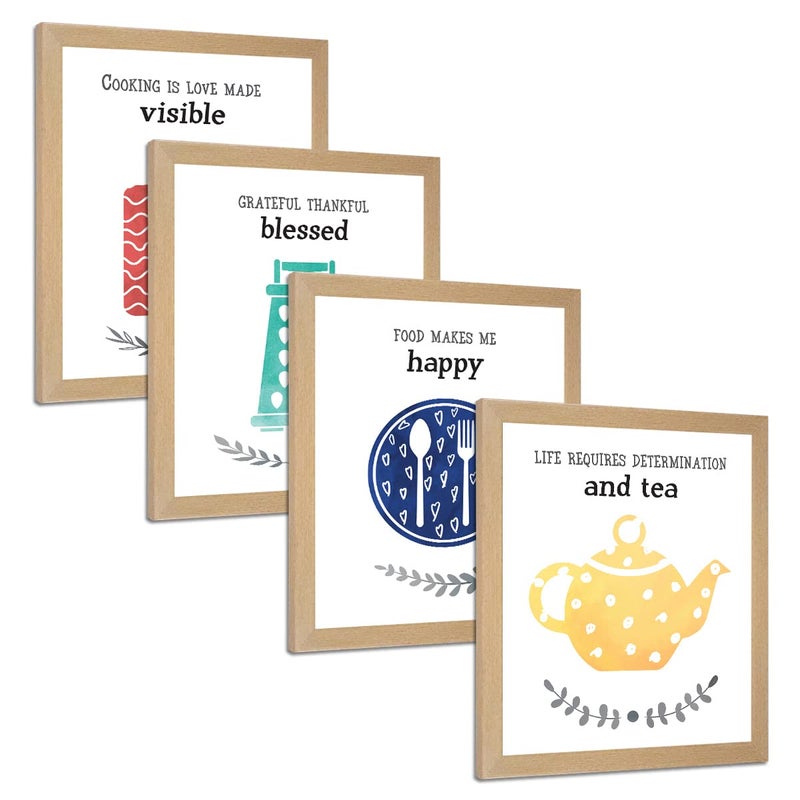 Chaka Chaundh Chaka Chaundh Kitchen Posters for Wall Kitchen posters framed Kitchen quotes wall frames Posters for Dining quotes decor Food quotes wall hanging Set of 4 food framed poster