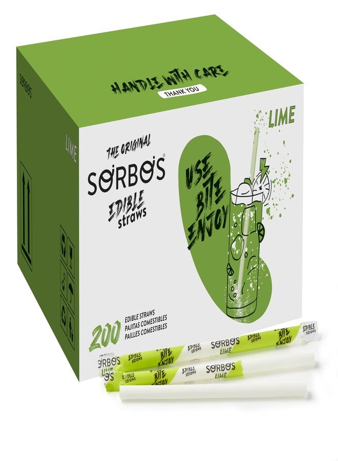 Sorbos Edible Straws, Lime Flavored, Sustainable, Individually Packaged, No Plastic, No Allergens, No Gluten, No PFAS, 100 Percent Biodegradable, 7.4 inches long (Pack of 200) - Image 1