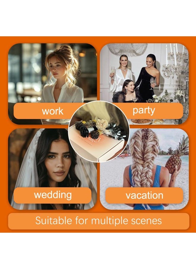 Sunny Hair 24in I Tip Hair Extensions Human Hair Brown Highlight Itip Hair Extensions Dark Brown Highlight Blonde I Tip Human Hair Extensions Brown Itips Hair Extensions for Hiding Hair Loss 50g 50s  - Image 5