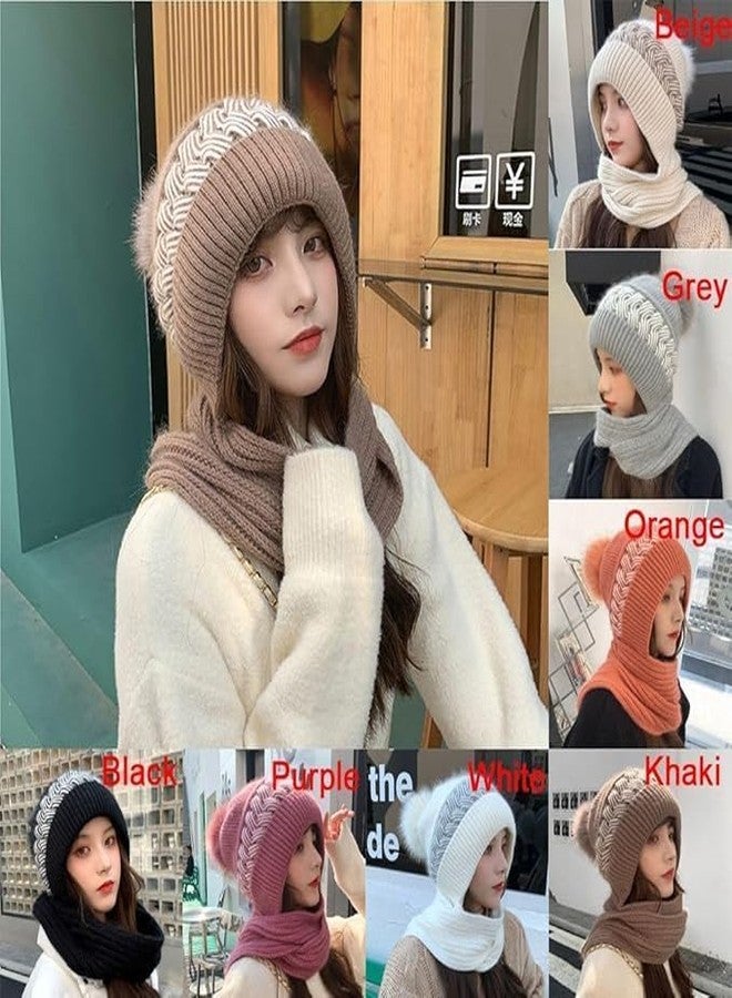 CAPICHINO Winter Woolen Cap With Muffler for Women & Girls - Stylish Knitted Scarf Set for Winter Wear (Dark Pink) - Image 5