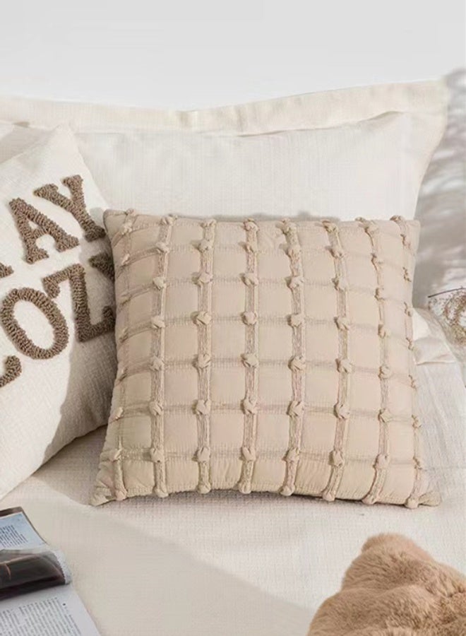 Kutis 4-Piece Home Decorative Pillow Covers Throw Pillow Cover Square Cushion Covers Polyester Beige/Cream 45x45 cm  - Image 2