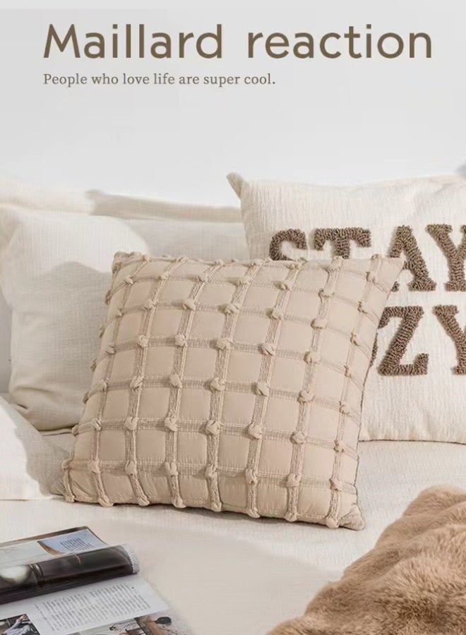 Kutis 4-Piece Home Decorative Pillow Covers Throw Pillow Cover Square Cushion Covers Polyester Beige/Cream 45x45 cm  - Image 3