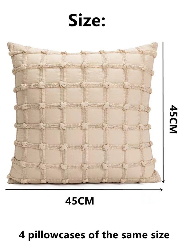 Kutis 4-Piece Home Decorative Pillow Covers Throw Pillow Cover Square Cushion Covers Polyester Beige/Cream 45x45 cm  - Image 5