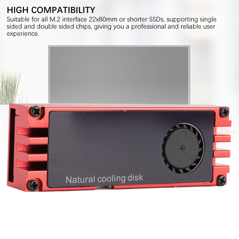 Red M 2 SSD Cooler With Temperature Display Dual Thermal Pads For 2280 NVMe - Image 4