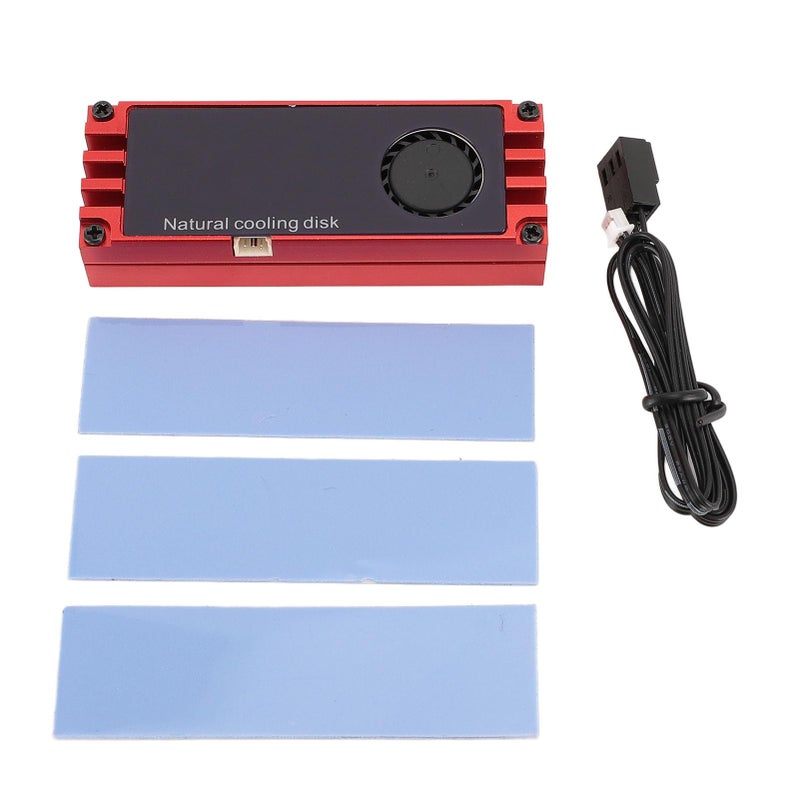 Red M 2 SSD Cooler With Temperature Display Dual Thermal Pads For 2280 NVMe - Image 2