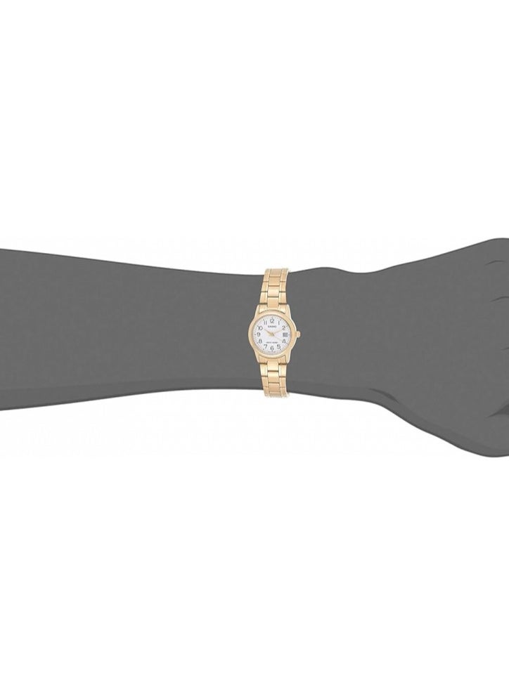 CASIO - Casio Women's Watch - LTP-V002G-7B2UDF White Dial, Gold Band - Image 1