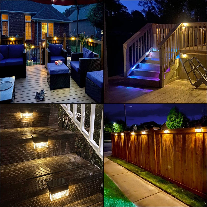 DenicMic Solar Deck Lights, Led Solar Step Lights Outdoor for Stair, Fence, Patio, Garden Pathway, Step, Super Bright 10 lumens, 2 Lighting Modes, Acrylic Bubbles Warm White/Color Changing 6 Pack - Image 5