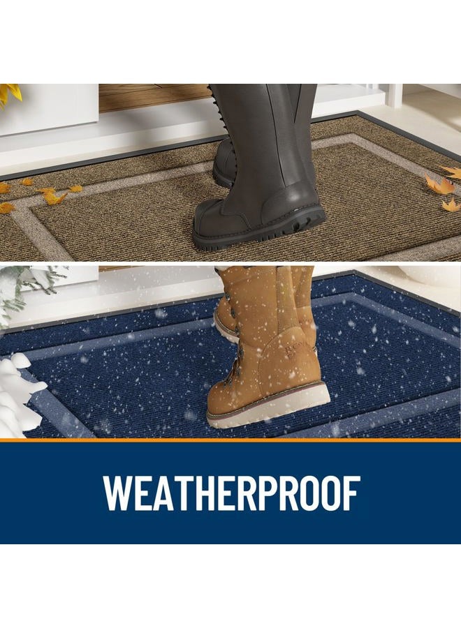 OLANLY Front Door Mat Indoor Outdoor Entrance, Waterproof All-Season, All-Weather Doormat, Sturdy Natural Rubber, Fade Resistant, Low Profile, Easy Clean Patio Porch Entryway Mat, 29.5x17, Brown - Image 4