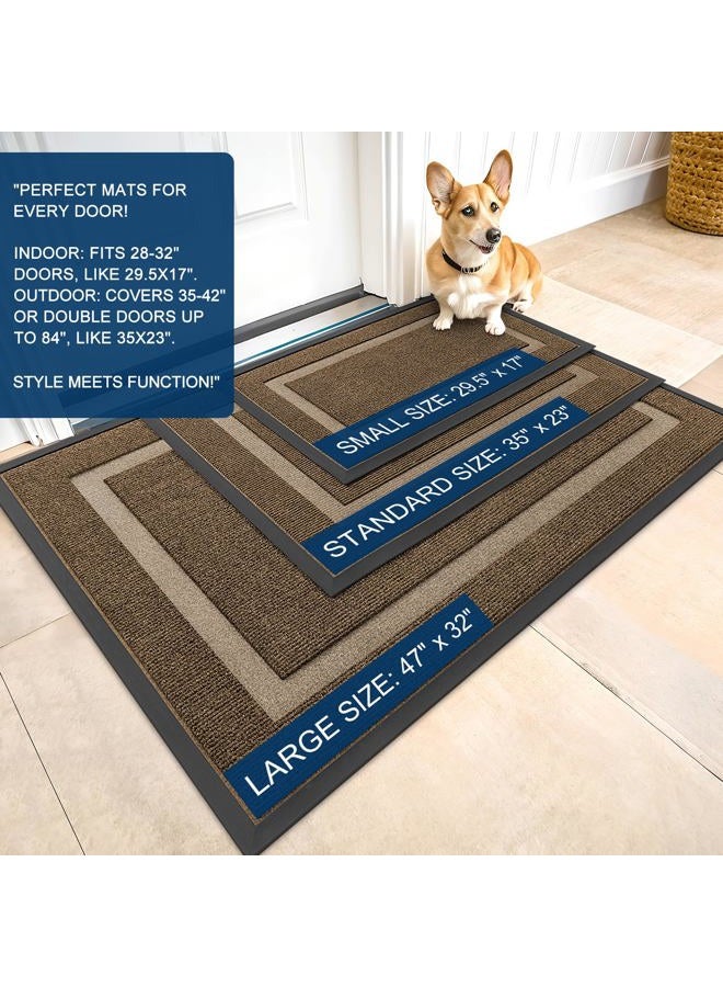 OLANLY Front Door Mat Indoor Outdoor Entrance, Waterproof All-Season, All-Weather Doormat, Sturdy Natural Rubber, Fade Resistant, Low Profile, Easy Clean Patio Porch Entryway Mat, 29.5x17, Brown - Image 3
