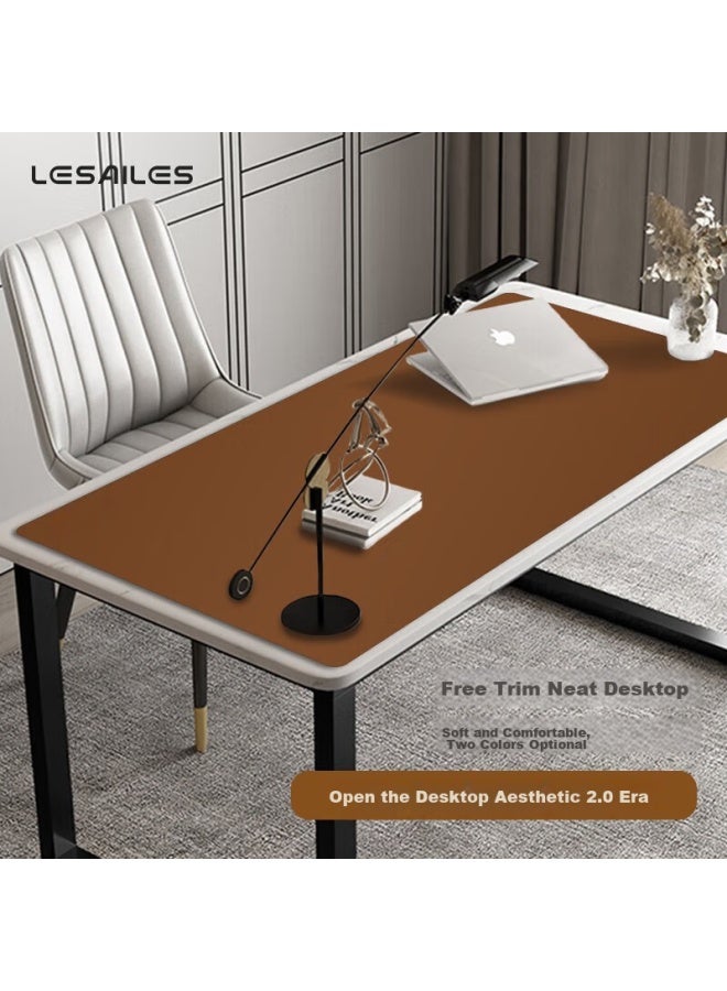 Lesailes Feidun Lesailes Single-sided Sheepskin Waterproof Mouse Pad, Extra Large, Office Computer Desk Pad, Leather, Non-slip Velvet Base, 1.2 Meters, Brown, 1200*600*1.8 - Image 1