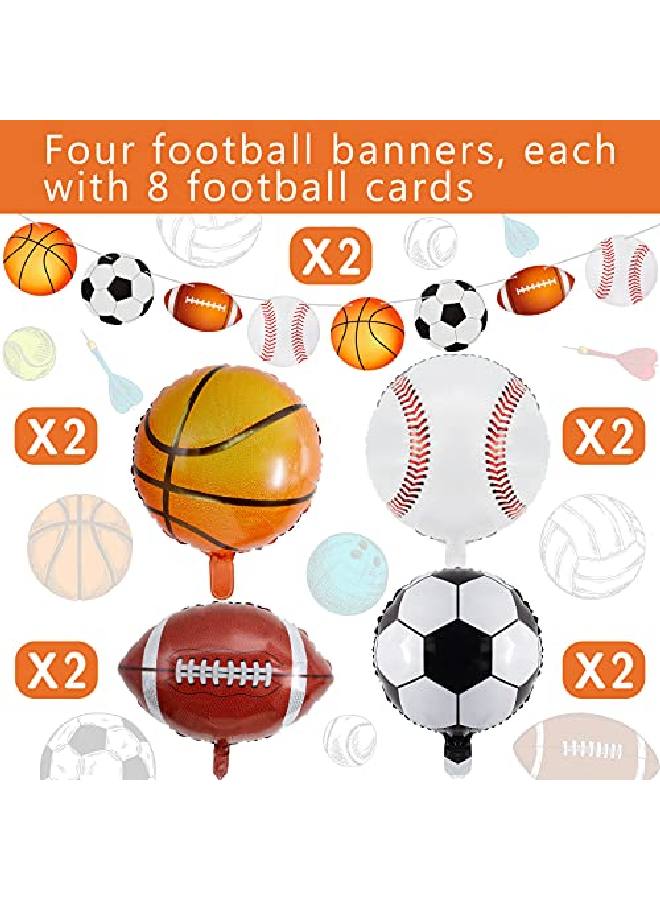 Sumind 10 قطع زينة حفلات ذات طابع رياضي تشمل 8 قطع بالونات ألمنيوم 12 إنش و 2 قطعة لافتات زينة حفلات عيد ميلاد رياضية لمشجعي الكرة في الأندية والحانات والفصول الدراسية وديكور المنزل - Image 2