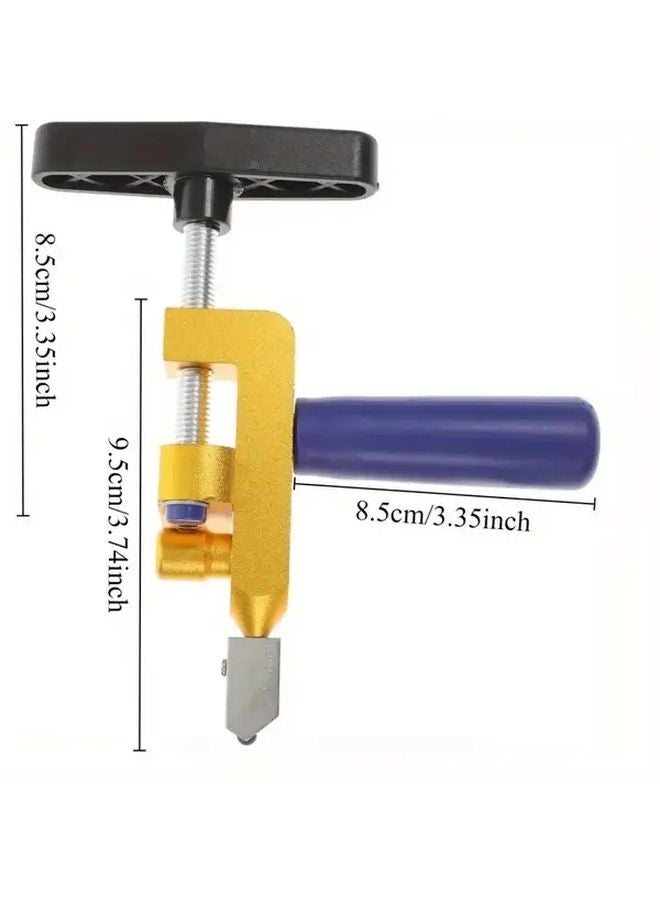 Portable Manual Tile Cutter Stainless Steel Construction Ergonomic Blue Handle 1 Set - Image 4