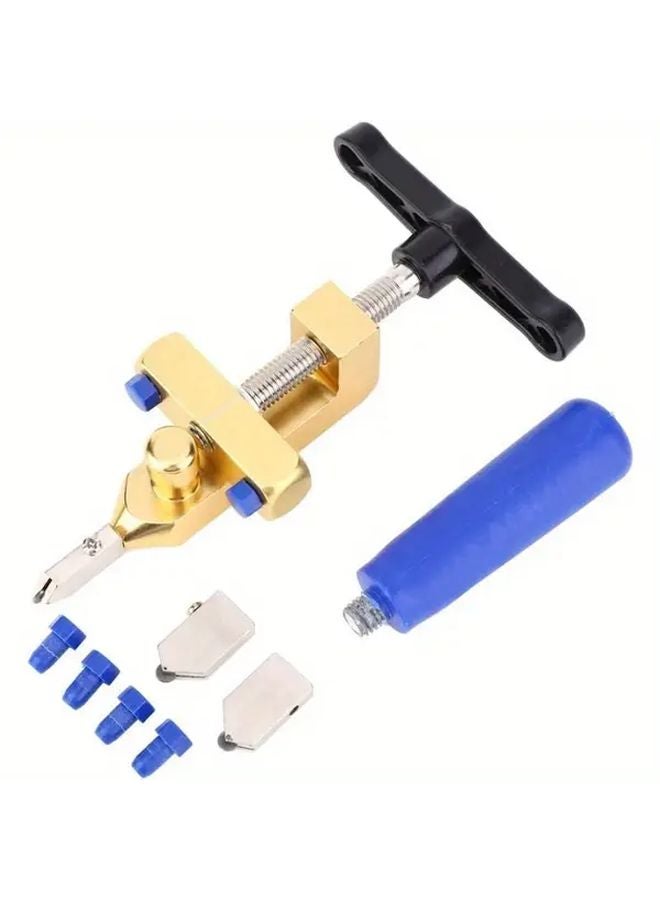 Portable Manual Tile Cutter Stainless Steel Construction Ergonomic Blue Handle 1 Set - Image 1