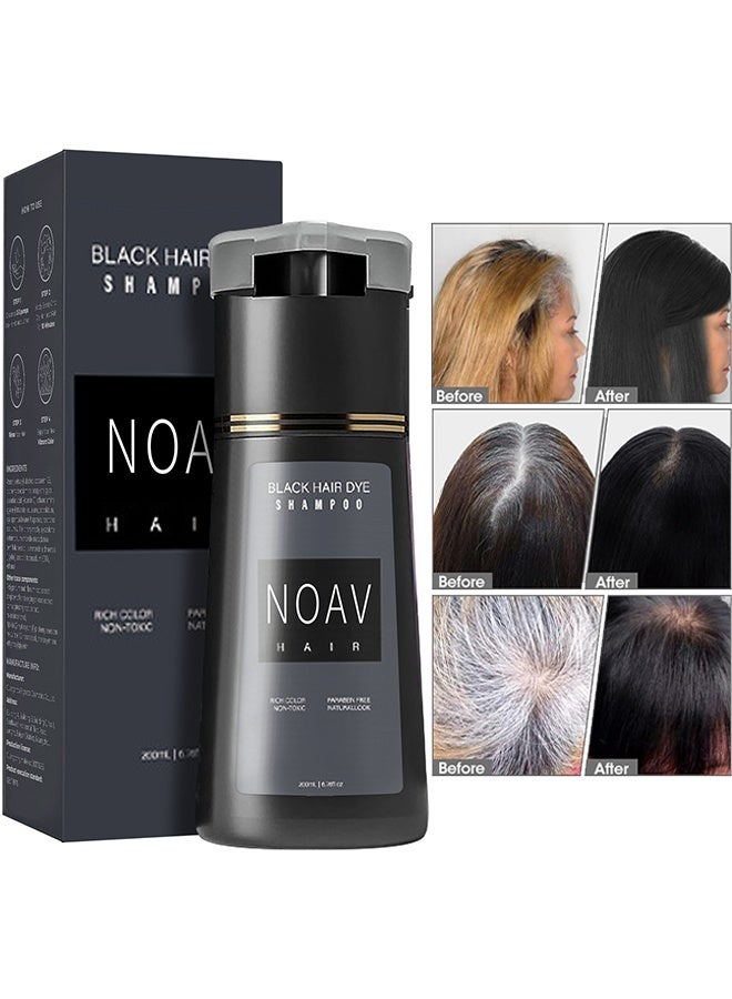 NOVA Black Hair Dye Shampoo, Nova Hair Instant Dye Shampoo, Nova Black Hair Dye Shampoo 3 in 1, Herbal Hair Color Shampoo For Gray Hair Coverage, For Men & Women (Black) - Image 1