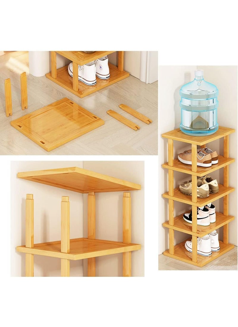 GRACIOUS MART GRACIOUS MART Wooden Shoe Rack Shoe Storage Organizer Shelf Closet Bamboo in Different Multipurpose Storage Shelves and Display Organizer with Utility for entryway Hallway 47 CM 2 Floor  - Image 3
