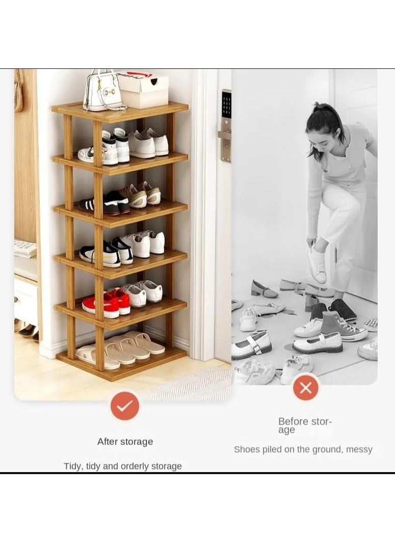 GRACIOUS MART GRACIOUS MART Wooden Shoe Rack Shoe Storage Organizer Shelf Closet Bamboo in Different Multipurpose Storage Shelves and Display Organizer with Utility for entryway Hallway 47 CM 2 Floor  - Image 4
