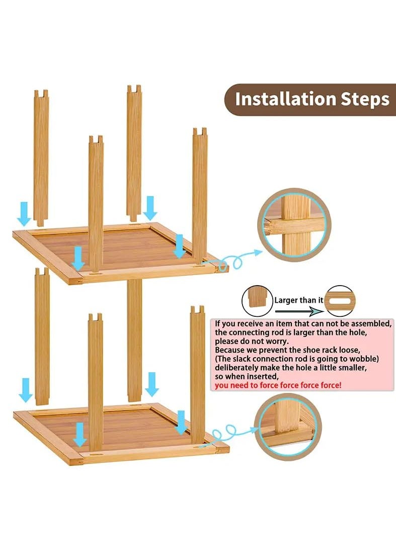 GRACIOUS MART GRACIOUS MART Wooden Shoe Rack Shoe Storage Organizer Shelf Closet Bamboo in Different Multipurpose Storage Shelves and Display Organizer with Utility for entryway Hallway 47 CM 2 Floor  - Image 5