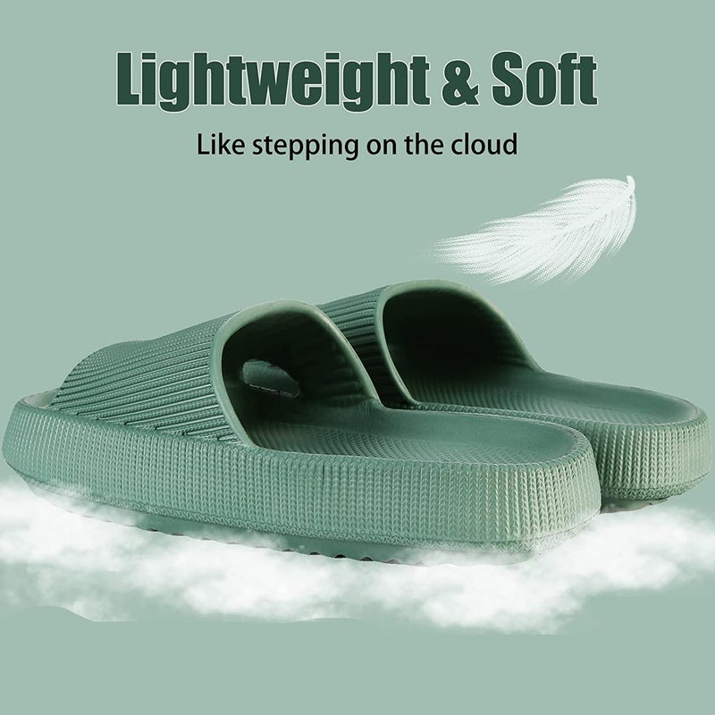Non-Slip Thick Cloud Slides for Women and Men, Fast-Dry Pillow Slippers for Shower Home Spa Beach - Image 5