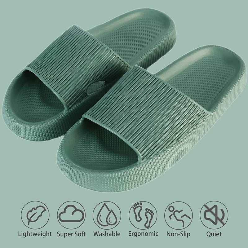 Non-Slip Thick Cloud Slides for Women and Men, Fast-Dry Pillow Slippers for Shower Home Spa Beach - Image 3