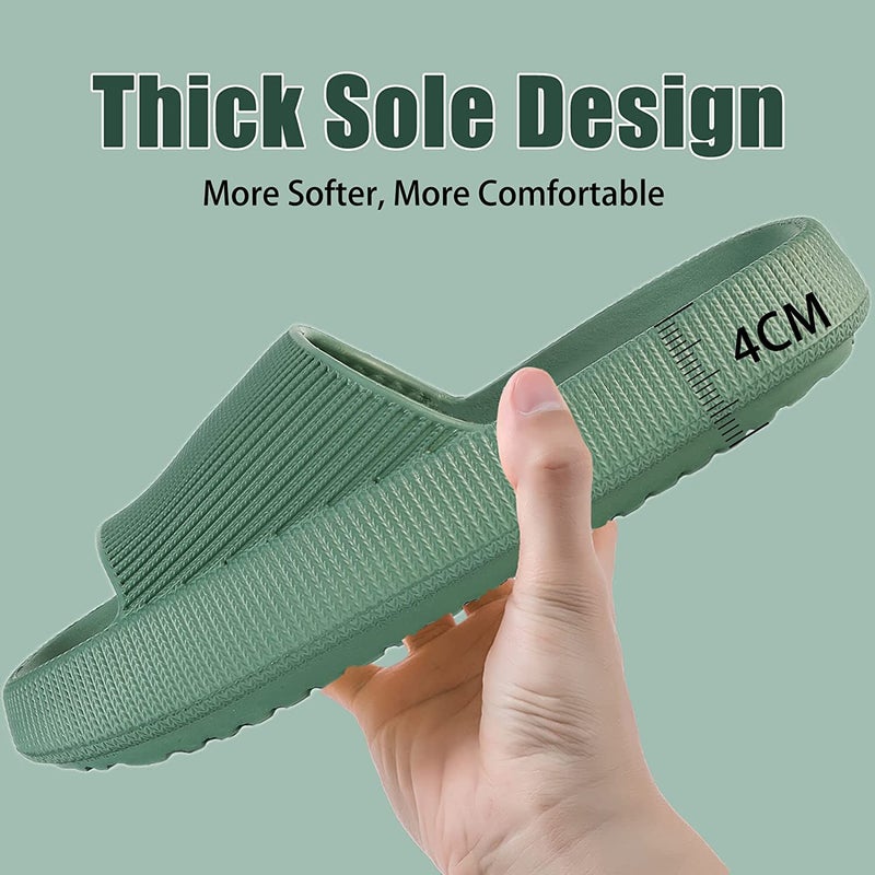 Non-Slip Thick Cloud Slides for Women and Men, Fast-Dry Pillow Slippers for Shower Home Spa Beach - Image 2