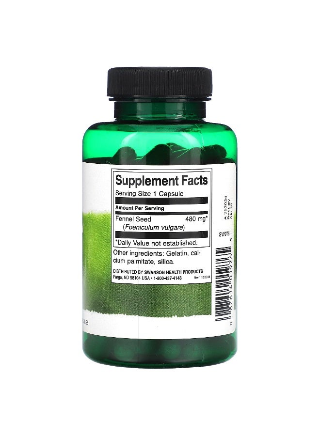 SWANSON Swanson, Full Spectrum Fennel Seed, 480 mg, 100 Capsules  - Image 2